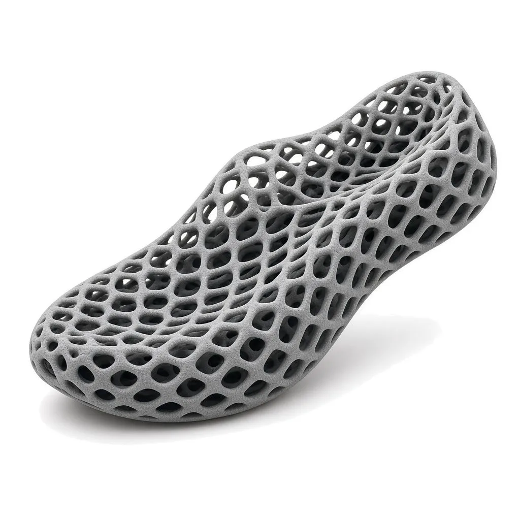Grey SLS-printed flexible lattice shoe sole in Formlabs TPU 90A Powder