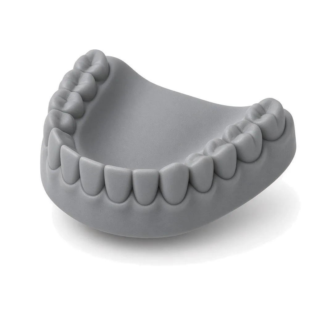 Smooth grey MJF-printed clear-aligner dental model in HP 3D High Reusability PA 12 S