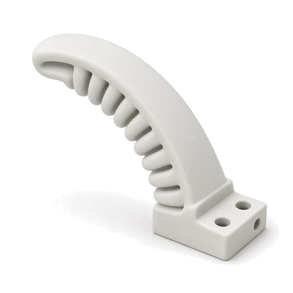 Off-white MJF-printed flexible robotic gripper finger in HP 3D High Reusability TPA